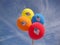 Independence Day Balloons against blue sky with US flags