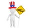 Independence day concept. 3d small person with american hat and