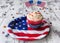 Independence Day cupcake on patriotic plate