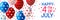 Independence day panoramic banner with color balloons and confetti