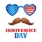 Independence Day patriotic illustration. American flag glasses with stars and stripes