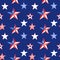 Independence day seamless pattern. Watercolor memorial day background with hand painted red, white and blue striped stars