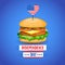 Independence Day United States American Holiday Burger With Flag