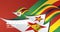 Independence Day Zimbabwe waving flag ribbon landscape background