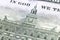 Independence Hall on back side 100 dollars banknote. Dolar USA close up. New sample money