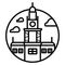 Independence Hall The symbol of Philadelphia, USA. Vector one line minimalist icon