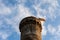 Independentist flag waving on top of medieval tower cloud