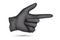 Index finger pointing sign in black glove isolated