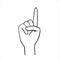 Index finger up. Vector linear drawing by hand. Symbol of the hand. Illustration of hands in doodle style