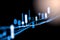 Index graph of stock market financial indicator analysis on LED.