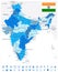 India Administrative Blue Map and Navigation Icons