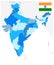 India Administrative Blue Map. No text