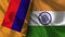 India and Armenia Realistic Flag â€“ Fabric Texture Illustration