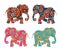 India. Beautiful elephants with paisley on white background.