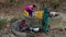 India, Bihar - may 2016 Indian girls draw water from the well.