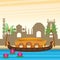 India boat in river scenery cartoon