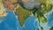 India border shape overlay. Bevelled. Topographic.