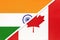 India and Canada, symbol of national flags from textile