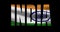 India country name with national flag waving. Graphic layover