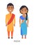 India Couple and Traditions Vector Illustration