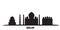 India, Delhi City city skyline isolated vector illustration. India, Delhi City travel black cityscape