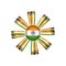 India detailed silk rosette flag, illustration