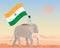 India elephant and flag