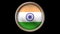 India flag button isolated on black