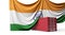India flag draped over a commercial trade shipping container. 3D Rendering