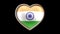 India flag heart isolated on black luma matte. Patriotism