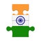 India Flag Jigsaw Puzzle Pieces, 3d illustration