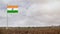 India flag on sky clouds timelapse seamless looping 3D rendering video. Beautiful detailed fabric loop waving in the wind. 4K,