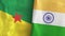 India and French Guiana two flags textile cloth 3D rendering
