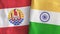 India and French Polynesia two flags textile cloth 3D rendering