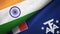 India and French Southern and Antarctic Lands two flags textile cloth