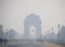 India gate in Delhi covered in heavy smog.