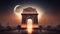 india gate illustration with mon in night indian monuments Illustration Generative AI