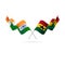 India and Ghana flags. Vector illustration.