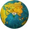 India on globe map