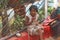 India, GOA, January 28, 2018. Poor child asks money from passers-by, child with outstretched hand, beggar. Poverty in India