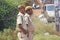 India, GOA, January 28, 2018. Two Indian policemen stand on the