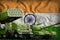 India heavy military armored vehicles concept on the national flag background. 3d Illustration