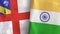 India and Herm two flags textile cloth 3D rendering