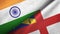 India and Herm two flags textile cloth, fabric texture