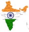 India highly detailed political map with national flag.