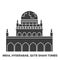 India, Hyderabab, Qutb Shahi Tombs travel landmark vector illustration