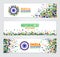 India Independence Day set of horizontal banners in traditional colors - saffron, green, navy blue
