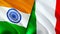 India and Italy flags. 3D Waving flag design. India Italy flag, picture, wallpaper. India vs Italy image,3D rendering. India Italy