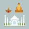 India landmark travel vector icons collection