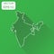 India linear map icon. Business cartography concept outline India pictogram. Vector illustration on green background with long sh